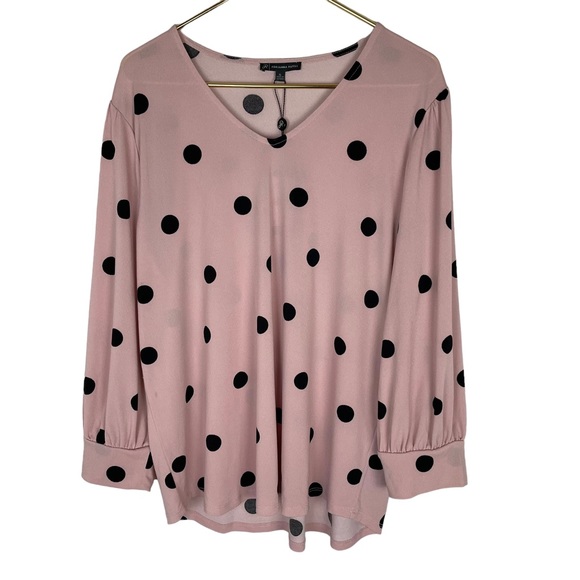 ⭐️2/$20 NWT Adrianna Papell Polka Dot Blouse - Picture 1 of 16